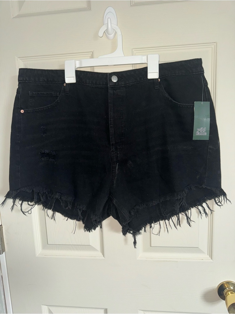 wild fable Black High-Rise Distressed Denim Shorts